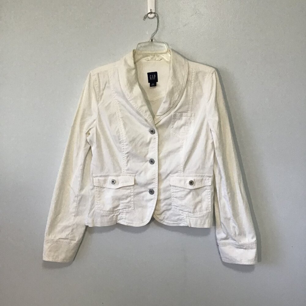 Gap Unconstructed White Single Breasted Cotton Bl… - image 6